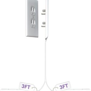 Sleek Socket Original & Patented Ultra-Thin Outlet Concealer with Cord Concealer Kit, Flat Extension Cord with Multi Outlets Power Strip, Ideal for Home Improvement, Hide Bulky and Messy Cords