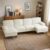 Karl home U-Shape Sectional Sofa Couch 111″ Modern 4-Seat Sofa with Chaises Chenille Fabric Upholstered Covertible Couch with Wood Grain Legs for Living Room, Reception Room, Apartment, Beige