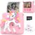 Kids Camera Instant Print with Silicone Cover, Creative Gifts for Girls Age 4-12 Birthday Christmas, 1080P Digital Camera Toy with 32GB SD Card – Pink