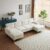 Karl home Convertible Sectional Sofa 110″ U-Shape Sofa Couch 4-Seat Couch with Chaise ChenilleFabric Upholstered for Living Room, Apartment, Office, Creamy White