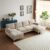 Karl home Convertible Sectional Sofa 110″ U-Shape Sofa Couch 4-Seat Couch with Chaise ChenilleFabric Upholstered for Living Room, Apartment, Office, Camel