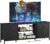 TV Stand Dresser for Bedroom with 4 Fabric Drawers, Entertainment Center with Power Outlet for 55″ TV, Dressers with Open Shelves & Adjustable Feet for Living Room, Black