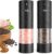 Electric Salt and Pepper Grinder Set, Rechargeable Automatic Pepper Mill Grinder with LED Light, Adjustable Coarseness shakers, One-Hand Operation for Kitchen(2 Pack, Upgrade Black+Black)